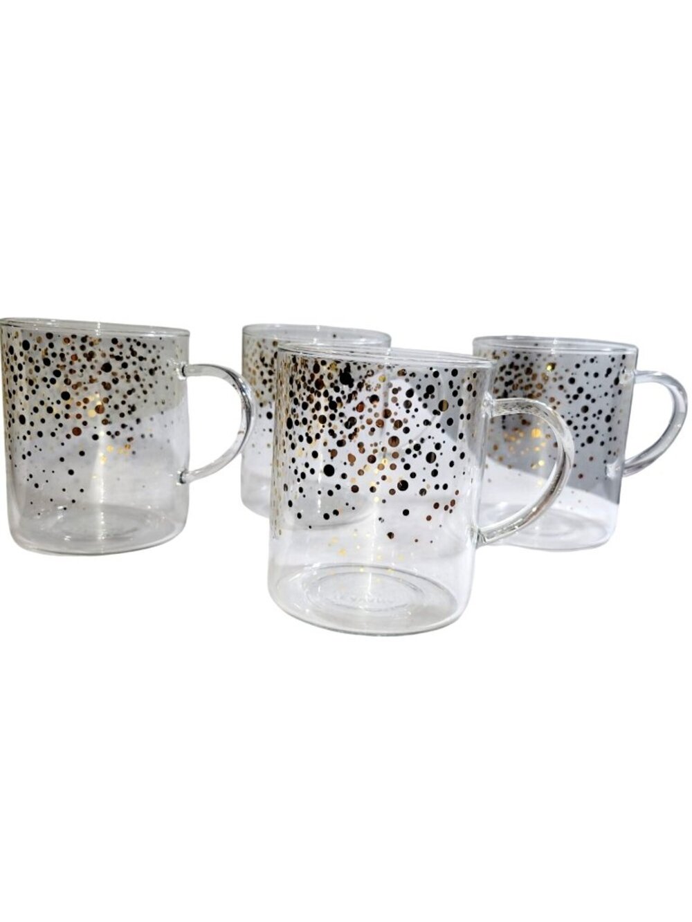 Teavana Starbucks 2015 Gold Confetti Clear Glass Coffee Tea Mug Set Of 4 - Picture 4 of 11